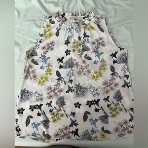 LOFT Floral Sleeveless Top - Yellow, Black, Blue